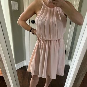 Lush blush pink mini dress classic guest wedding